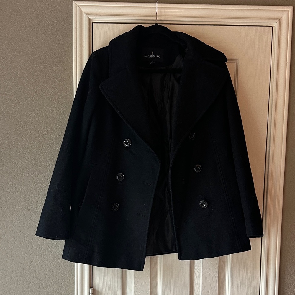 London Fog Black Pea Coat